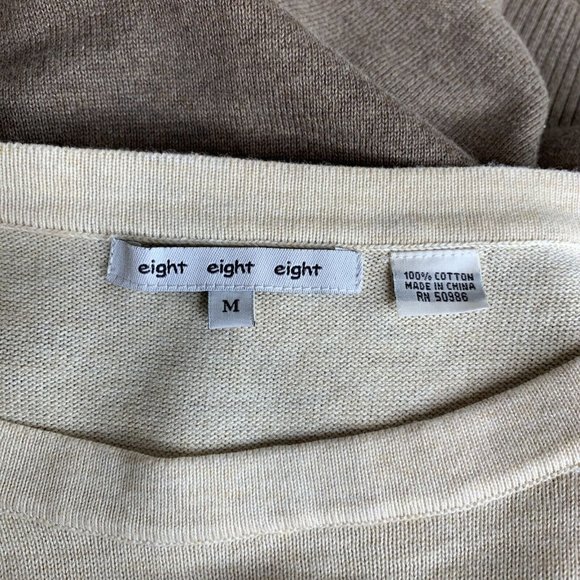 Eight Eight Eight Tunic Sweater Womans M Tan Brown Stripe Front Pockets LS - Picture 7 of 9